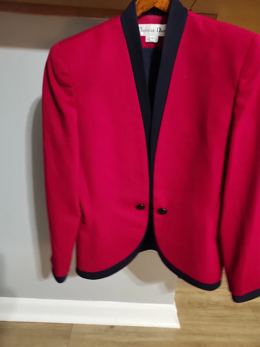 Dior Hot Pink Blazer with Navy Trim - Women's Jacket